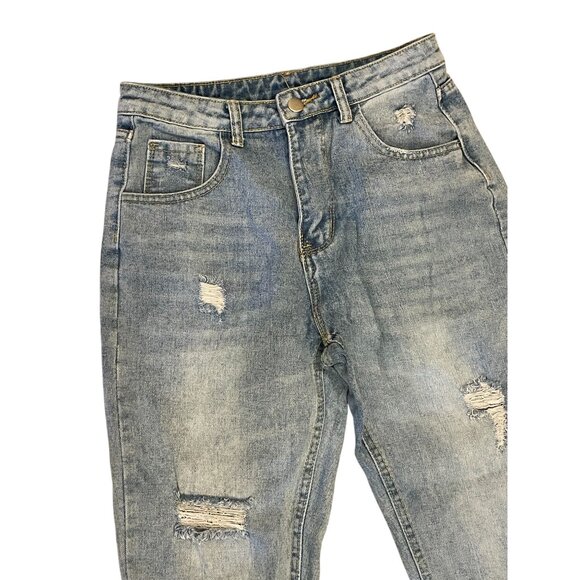 High Waisted Distressed Denim Boyfriend Mom Jeans Women's Small tapered - Picture 2 of 6